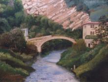 olio su tela 'ponte ligure' cm30x40