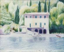 Matite colorate 'villa presso Limone del Garda' 